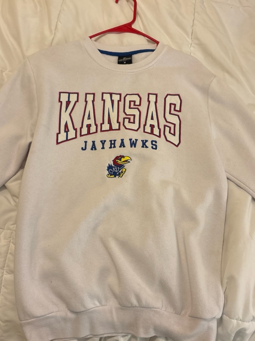 Kansas Jayhawks White Crewneck Sweatshirt by Champion